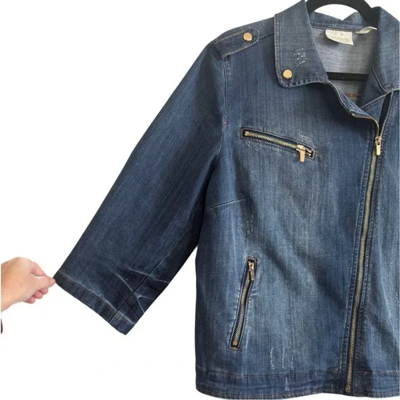 Chico’s Modern Denim Moto Jacket Size 2 - Picture 3 of 10